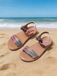 Girls' Sandals, Children's Princess Shoes, Medium & Large Kids' Summer Shoes, Little Girls' Soft Bottom Beach Shoes - Pink - View 2