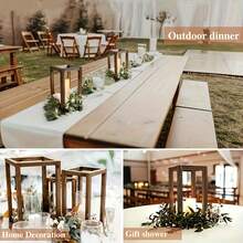 1/2/3 Piezas Portavelas de Madera Rectangular Rústico, Perfecto para Bodas, Decoración del Hogar, Ambiente de Año Nuevo y Día de San Valentín - Unitalla - Ver 5