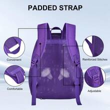 Mesh Backpack 36L Large Heavy Duty Casual Daypack For School And Outdoor Activities With Inner Laptop Compartment, Durable Polyester Material - Purple 34L - View 5