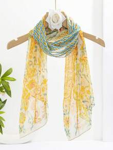 1件春季新款巴厘岛雪纺印花围巾，东南亚披肩 - 彩色 - 查看 3