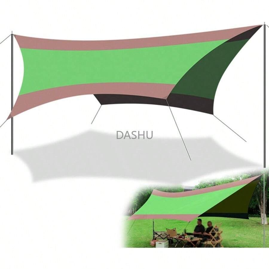 Lona de Camping de 18x13 Pies Toldo de Acampar Impermeable Refugio Solar Tienda de Campaña con 2 Postes Parasol ligero para Toldo de Coche Senderismo Mochilero Jardín Viaje Pesca Playa Picnic - por defecto - Ver 1