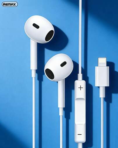 REMAX Wired Headphones For IPad. Ergonomic Design For Comfortable Wear. 13mm Dynamic Driver, HiFi Sound Quality, Stereo Surround Sound. Lightning Interface, Compatible With 14/13/12/11/XR/XS/X/8/7/SE/Pro/Pro Max. Christmas Gift/Family Gift.