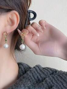 Retro Fashion Snake Pearl Classic Stud Earrings, Elegant Literary Style Versatile Daily Wear Earrings For Women - Multicolor - View 1