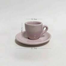 Bộ tách và đĩa espresso Ý mới, dung tích 50ml, dày 9mm, màu tím nho, chất lượng cao, gốm sứ tái sử dụng, thiết kế tối giản. - Màu tím - Xem 7