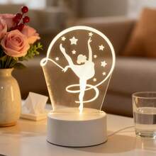 1pc USB Powered 3D Modern Elegant Ballet LED Night Light, Suitable For Bedroom, Office And Various Room Types - Creative Gift Lamp Ideal For Her, Anniversary, Birthday, Valentine's Day, Christmas, Wife, Mother, Girlfriend - Yellow - View 2