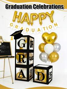 Bộ trang trí hộp bóng bay tốt nghiệp năm 2026, gồm 8 chữ cái tốt nghiệp "GRAD" và "2026", trang trí đầy tự hào cho các sinh viên tốt nghiệp năm 2026, phù hợp cho tiệc tốt nghiệp đại học và trung học. - nhiều màu - Xem 8