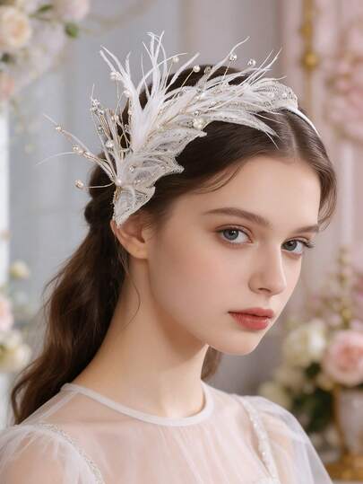 1pc Ethereal Headband For Girls, Ballet Dance Headpiece With Rhinestones, Elegant Piano/Guqin Performance Accessories, Fairy-Like Hanfu Headwear, Shiny Crystal Edged Headband