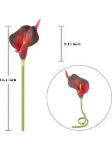 MEHELANY 12/6/1pc 酒紅色人造馬蹄蘭，長35cm，PU材質，人造花，馬蹄蘭花束，適用於居家婚禮裝飾、室內/室外裝飾、花園裝飾、派對裝飾、波希米亞風格裝飾、節日派對裝飾、母親節生日慶祝、日常禮物等 - 黑紅 - 查看 7