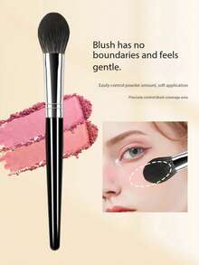 1pc Blush Brush, Professional Soft Makeup Brush, Diffuse Makeup Tool, Contours To Face Shape, Efficient Blush Application, Perfectly Fits Large Facial Areas. - Multicolor - View 3