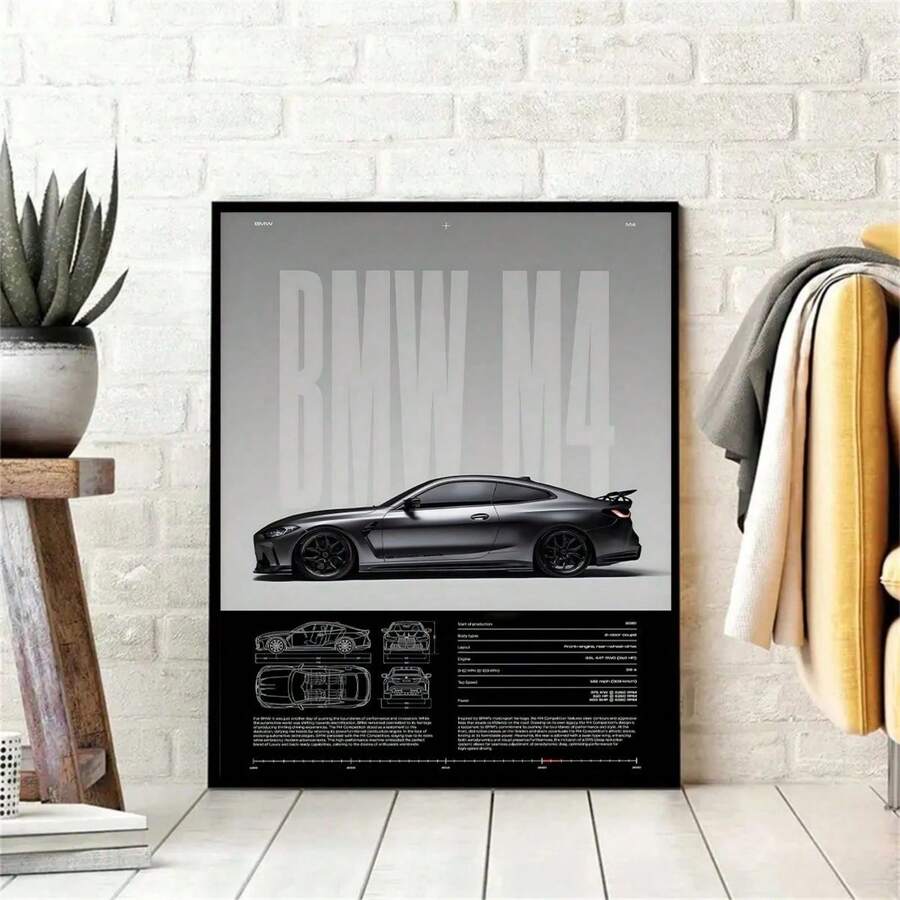 Pôster vintage de carros (sem moldura), peça de arte estética ideal para decoração de paredes, casa, garagem e quartos. Também pode ser usado como presente. Apresenta supercarros de luxo como M8, M4, R8 e RS6.