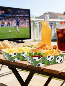 10/20/30pcs Football Party Food Trays, Football Birthday Party Supplies, Football Party Favors, Football Paper Plates, Football Food Boats For Football Theme Birthday Party Decoration - Type a - View 6
