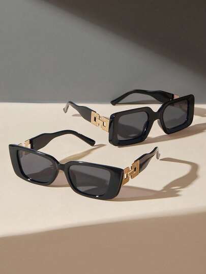 1副/2副 2026新款几何塑料镜框太阳镜，优雅经典复古时尚，适合热带海滩度假、户外旅行、日常生活、街头摄影，女士礼物