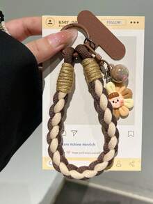 4-Strand Thick Cotton Rope Creative Sun Doll Woven Phone Lanyard, Short Wrist Style, Sturdy Anti-Lost Phone Charm - Multicolor - View 4