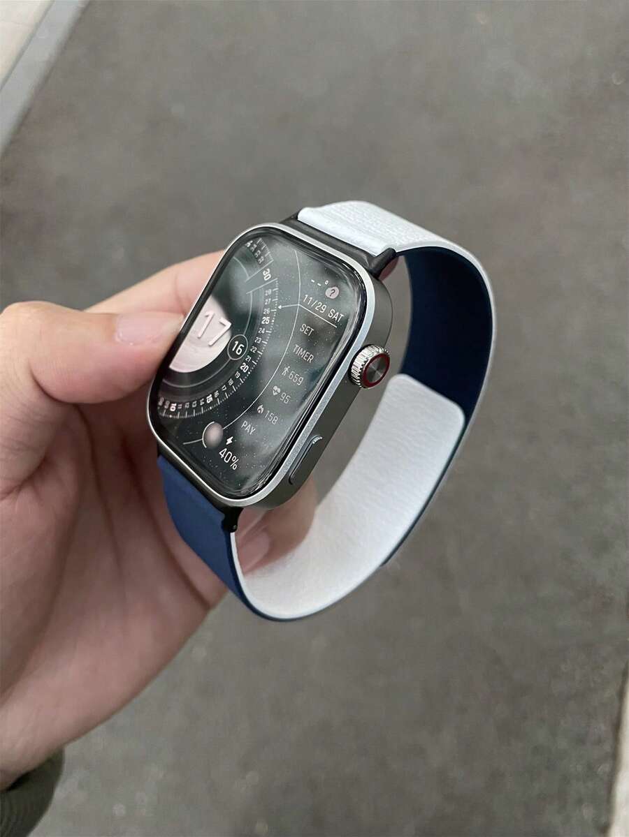 1条荔枝纹硅胶磁性表带，适用于4/5/6英寸手表 - 彩色 - 查看 1