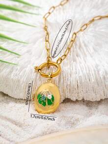 1 Mặt dây chuyền hình bầu dục chủ đề đại dương, mạ vàng 18K và tráng men - Dây chuyền thép không gỉ với mặt dây chuyền hình oval dành cho nữ - Món quà trang sức hoàn hảo dành cho phái đẹp. - Nhiều màu - Xem 11