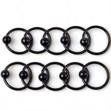 10个不锈钢黑色肚脐环，人体穿刺饰品 - A style - 查看 6