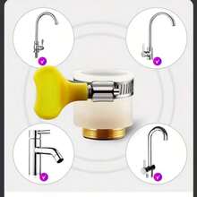 通用不锈钢水龙头适配器 - 圆形管件，带扳手，防溅水龙头连接器，多用途适配器，适用于 15-26 毫米孔径，兼容欧洲和美国螺纹 - 白色 - 查看 9