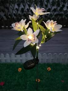 1/2/4PCS Solar Lights Outdoor Garden Decor - Upgraded Solar Garden Lights With 7 Powered Orchid Lights, Solar Outdoor Lights Solar Decorative Lights For Garden, Patio, Yard, Gifts For Mother(Pink, White, Orange, Yellow, Red, Purple) - 蘭花 - 查看 21