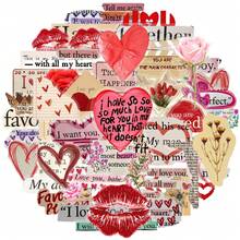 50pcs Transparent Doodle Stickers, English Text, PET Cartoon Stickers, DIY Luggage Phone Guitar Fridge Party Gifts, Valentine's Day - Multicolor - View 9