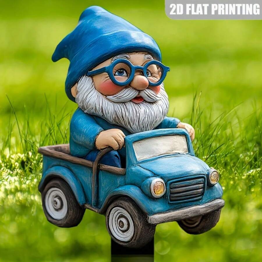 1/2个亚克力小矮人花园插牌，适用于花盆、草坪、露台和后院，完美的乔迁礼物，2D - 卡通 - 查看 1