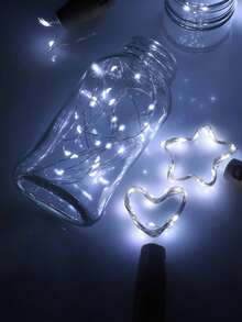 10 piezas Luces de botella de vino con corcho, luces de corcho alimentadas por batería, luces de hadas mini de alambre plateado impermeables, adecuadas para frascos de vidrio, fiestas, bodas, Navidad, días festivos, decoración de bar, decoración de Halloween, decoración de bodas, decoración de habitaciones (blanco frío) - luz blanca - Ver 7