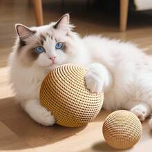 猫咪用品，快乐小猫，超耐用剑麻材质（多种颜色可选），猫咪用品，猫抓球，自娱自乐咀嚼玩具摇铃球，猫咪用品，猫玩具，自娱自乐和娱乐小工具，猫咪磨牙玩具。 - 彩色 - 查看 3