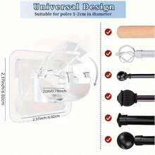 2/4/8pcs Self-Adhesive Curtain Rod Brackets - No Drilling Required, Wall Mounted, Suitable For Bathroom And Home Use - Includes Towel Hooks - A - View 11