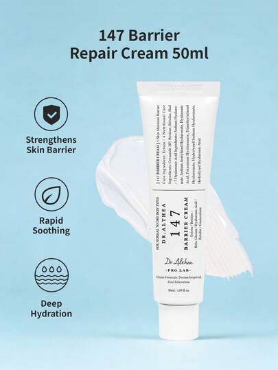 Dr. Althea 1 pieza Crema calmante reparadora de barrera Dr.Althea147 50ml, cuidado de la piel coreano, fórmula de ceramida + Centella Asiática, hidratación profunda, apto para el cuidado diario de piel seca y sensible