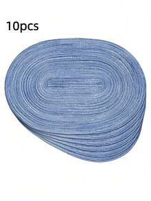 2/4/6/8/10/12 Pcs Set Woven Oval Placemats, 12x18 Inches, Natural Woven Heat Resistant Placemats, Suitable For Daily Family Gatherings And Wedding Parties (Blue) - Blue - View 11