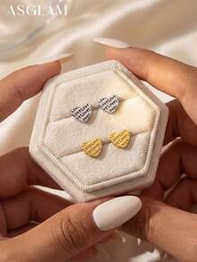 1对时尚心形耳环，925纯银饰品，精致创意耳环，精美首饰礼品，适合女孩日常佩戴，约会，派对等各种场合。 - 款式6 - 查看 6