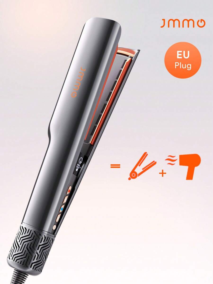 JMMO 2-In-1 Hair Straightener And Hair Dryer, Straightener With High-Speed Airflow + Rapid Heat-Up + Customizable Temperature & Auto Shut-Off + No Heat Damage-EU Plug - EU C Type Plug(220-240V) - View 1