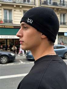 Y2K 时尚刺绣针织帽，男女通用运动户外跑步帽 - 透气弹力，时尚休闲 - 字元款 - 查看 1