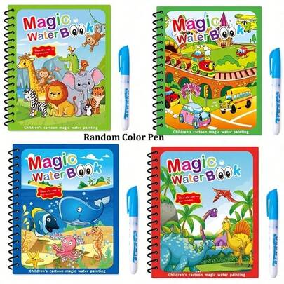 Reusable Magic Wax Crayon Book - 4 Cute Themes: Panda, Ocean, Zoo, Fruit And Dinosaur, Suitable For Travel Activities And Gifts