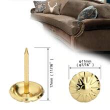 Upholstery Tacks For Decorative, Furniture Tacks Nails For Upholstery Decorative, 7/16 Inch Upholstery Nails For Furniture DIY Decorative, Daisy Upholstery Tacks Gold,100PCS - 金子 - 查看 3