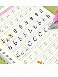 4 piezas de libros reutilizables de práctica de escritura con ranuras mágicas (3-6 años) - Conjunto de aprendizaje preescolar que incluye letras, números, arte y matemáticas - Incluye un bolígrafo ergonómico y un agarre de lápiz - Multicolor - Ver 5