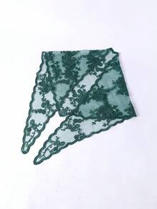 1条女士纯色蕾丝花卉刺绣三角巾，优雅新款头巾，适合春、夏、秋季佩戴 - 彩色 - 查看 7