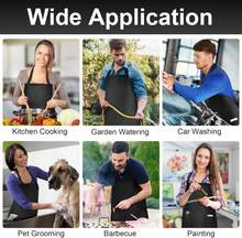 Gotega 2 Pack Aprons For Men Women With Large Pockets, Waterproof Rubber Vinyl Apron 40 Inch Heavy Duty Chef Apron Black Adjustable Work Apron For Dishwashing Kitchen Cooking Drawing - ColorE - 查看 6