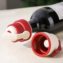 Pressure Activated Wine Stopper, Red Wine Vacuum Sealer, Wine & Liquor Preservation Bottle Stopper With Timer, Universal Fit - Multicolor - View 3