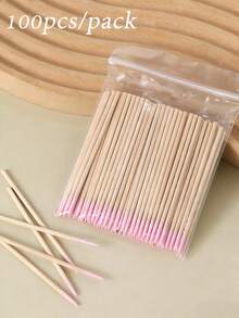 100pcs White/Pink Double-Ended Single-Ended Wooden Nail Polish Remover Sticks, Nail Cleaning Cotton Swabs,Small Dual-Headed Eyebrow Makeup Tools, Multi-Functional Pointed Cleaning Cotton Swabs To Meet A Variety Of Daily Needs - View 13