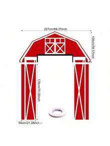 Conjunto de 3 peças de decoração para festa com tema de animais da fazenda, incluindo banners vermelhos e rosa com estampa de porta de celeiro, painel de fundo com porta de celeiro, artigos para festa de aniversário com tema de fazenda, ideal para chá de bebê, reunião familiar e festa de Natal. - Multicolorido - Ver 9