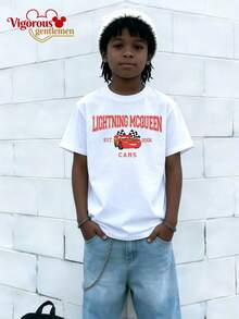 Disney Y2K Style Cars  Retro Racing Short Sleeve T-Shirt - 白色 - 查看 1