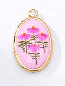 1pc Oval-Shaped DIY Jewelry Pendant, Suitable For Necklace, Bracelet, Earring Making - Gold Plated Enamel Ocean & Fruit Pendant, Jewelry Making Supplies - Summer Theme Jewelry Accessory - Multicolor - View 15