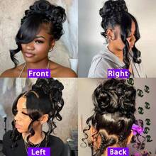 ZHENDEFA 波浪卷蕾丝前假发，真人发，隐形绑带，360°高清透明蕾丝前假发，真人发，预拔毛抽绳360°蕾丝前假发，180密度，无胶假发，女士真人发 - SNatural - 查看 9