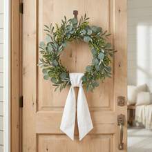 2 Pieces Linen-Style Wreath Sash For Front Door, 55"X5.1" Blank Ribbon DIY Embroidery Monogram Christmas Holiday Farmhouse Home Wall Decorations () - Trắng - Xem 5