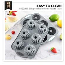 6孔硅胶蛋糕模具，DIY手工皂模具，南瓜杯模具，巧克力饼干模具，甜甜圈甜点烘焙模具 - 灰色 - 查看 9