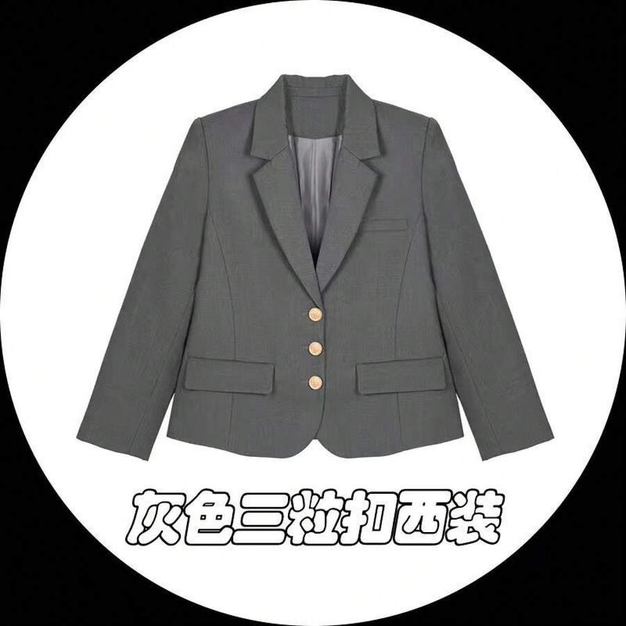 Cosplay Clothing - Gray Three-button Design + Embroidered Badge - View 1