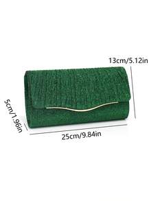 Shiny Evening Clutch Bag, Elegant Fashion Envelope Bag, Ladies Wedding Party Handbag - Green - View 2