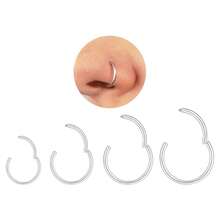 Unisex Hypoallergenic Nose Ring Set: Exquisite 8-Piece Set, Includes 18G Gold/Silver 316L Stainless Steel Nose Rings And Hinged Septum Rings; Suitable For Various Body Piercing Jewelry, Sizes Range From 6 To 12mm, Ideal Holiday Gift. - Silver - View 9