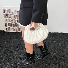 Minimalist Ruched Cloud Bag, Elegant Top Handle Hobo Bag, Versatile White Handbag For Women - Multicolor - View 4