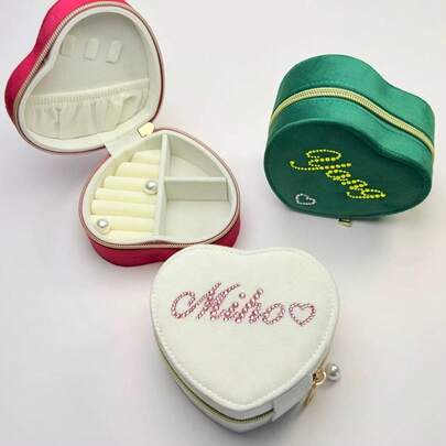 Hộp đựng trang sức pha lê thủ công có thể tùy chỉnh tên, hộp đựng hình trái tim, quà tặng sinh nhật/kỷ niệm cao cấp.